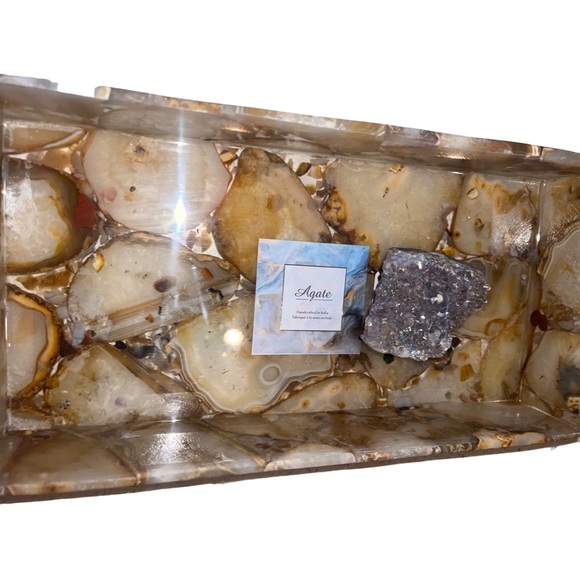 Agate geode crystal tray rocks healing luxury dish brown tan crystals timeless ✨ - Picture 9 of 11